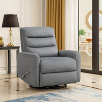 Aki Swivel Power Recliner Chair, Tufted Gray Polyester, Feather Blend  - BM347085