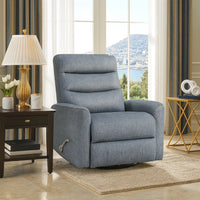 Aki Swivel Power Recliner Chair, Tufted Gray Polyester, Feather Blend  - BM347085