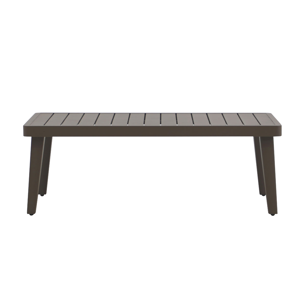 Geny Patio Coffee Table, Brown Aluminum, Rectangular 49 Inch Top  - BM347090