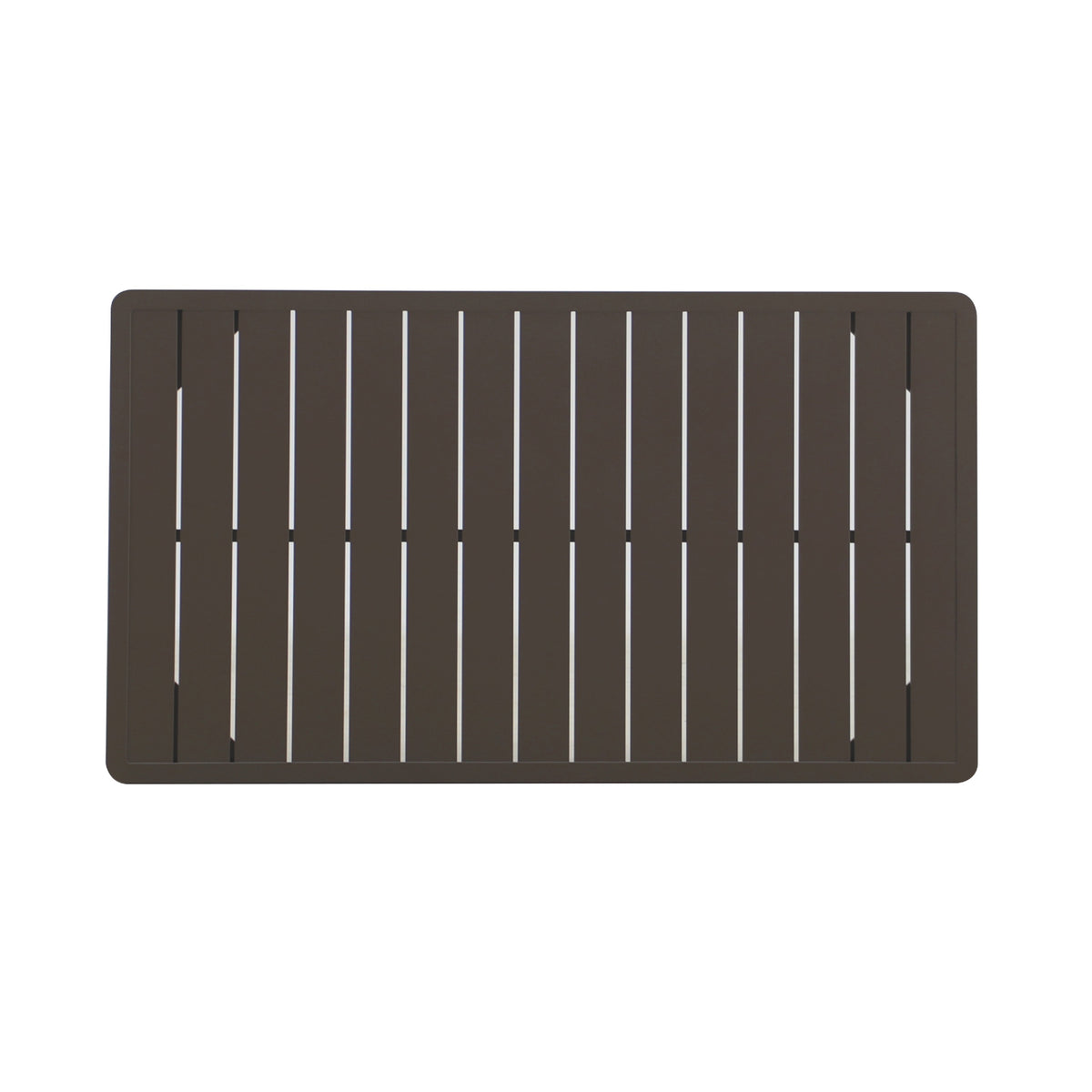 Geny Patio Coffee Table, Brown Aluminum, Rectangular 49 Inch Top  - BM347090