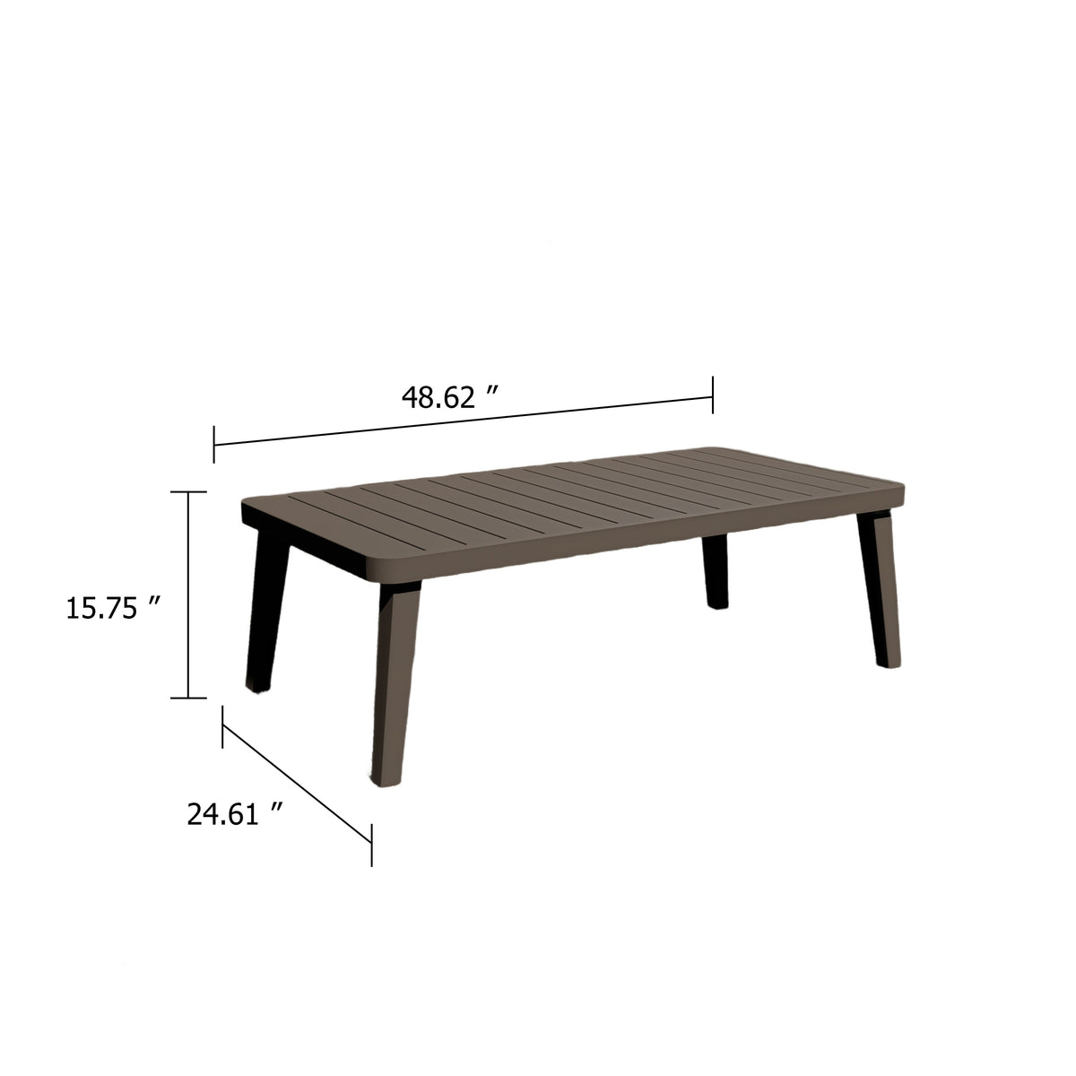 Geny Patio Coffee Table, Brown Aluminum, Rectangular 49 Inch Top  - BM347090