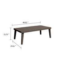 Geny Patio Coffee Table, Brown Aluminum, Rectangular 49 Inch Top  - BM347090
