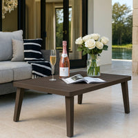 Geny Patio Coffee Table, Brown Aluminum, Rectangular 49 Inch Top  - BM347090