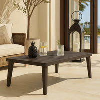 Geny Patio Coffee Table, Brown Aluminum, Rectangular 49 Inch Top  - BM347090