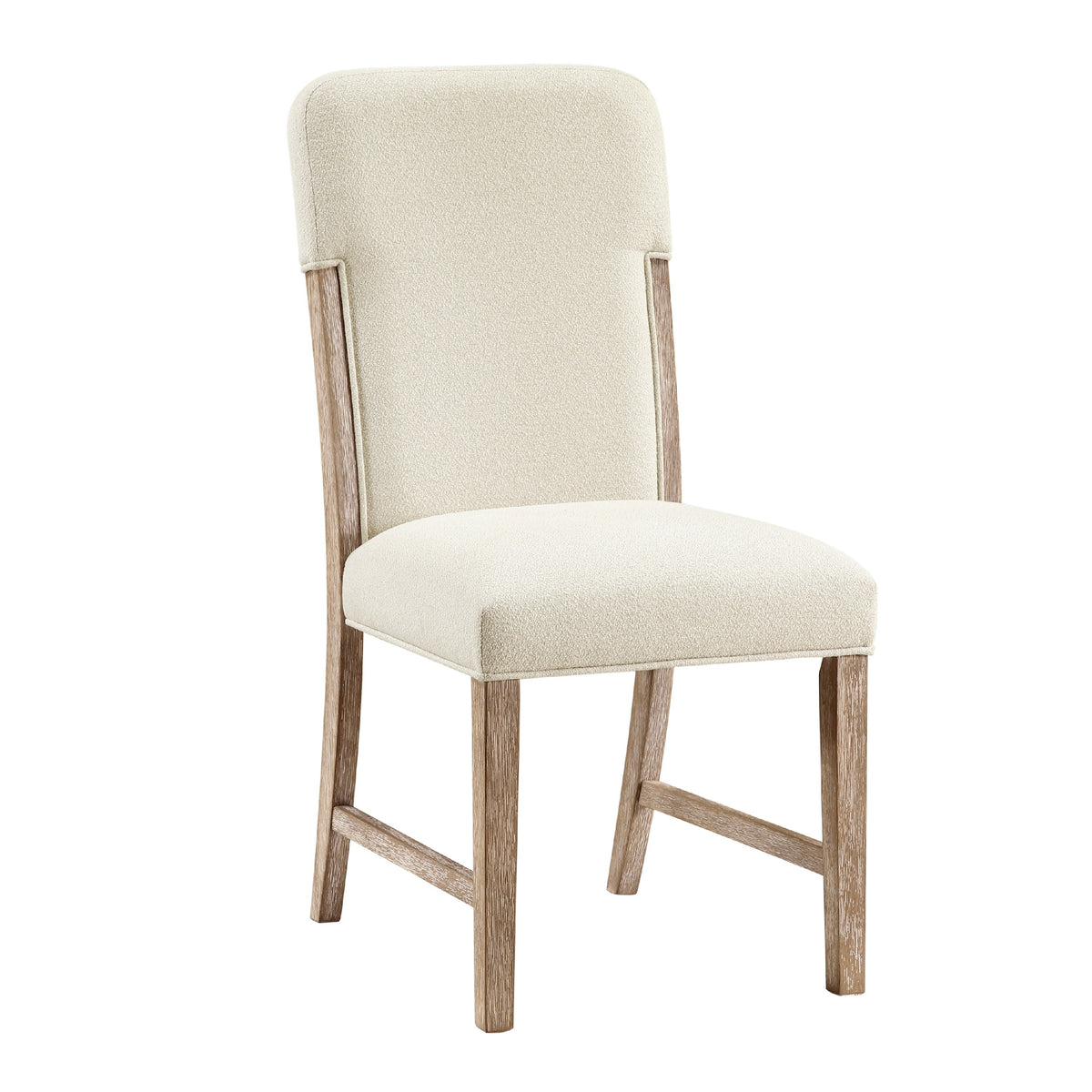 Wily Dining Side Chair Set of 2, Beige Chenille, Natural Wood Frame  - BM347097