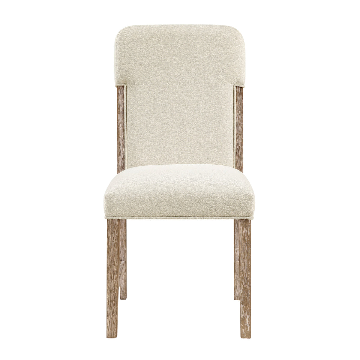 Wily Dining Side Chair Set of 2, Beige Chenille, Natural Wood Frame  - BM347097