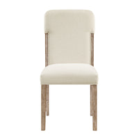 Wily Dining Side Chair Set of 2, Beige Chenille, Natural Wood Frame  - BM347097