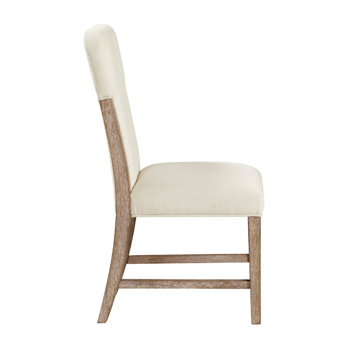 Wily Dining Side Chair Set of 2, Beige Chenille, Natural Wood Frame  - BM347097