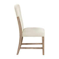 Wily Dining Side Chair Set of 2, Beige Chenille, Natural Wood Frame  - BM347097