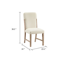 Wily Dining Side Chair Set of 2, Beige Chenille, Natural Wood Frame  - BM347097