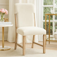 Wily Dining Side Chair Set of 2, Beige Chenille, Natural Wood Frame  - BM347097