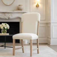 Wily Dining Side Chair Set of 2, Beige Chenille, Natural Wood Frame  - BM347097