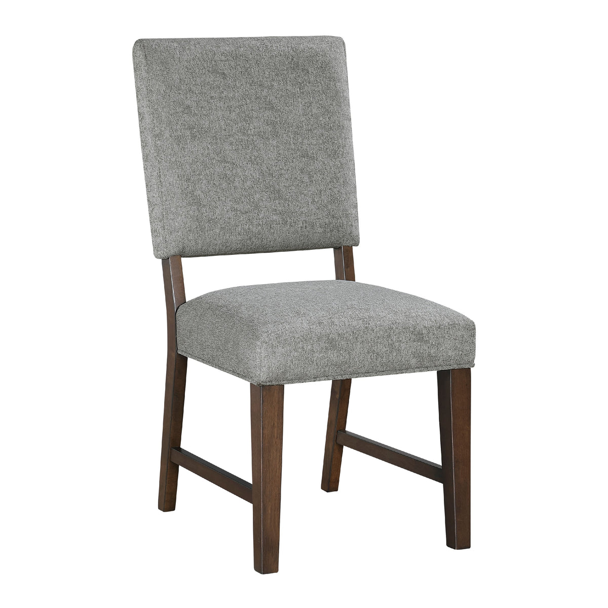 Bloi Dining Side Chair Set of 2, Gray Textured Polyester, Brown Legs  - BM347098