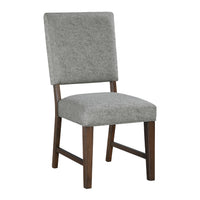 Bloi Dining Side Chair Set of 2, Gray Textured Polyester, Brown Legs  - BM347098