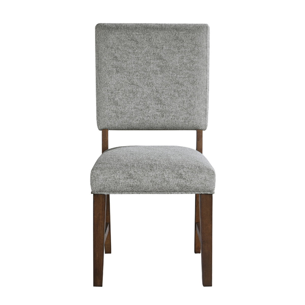 Bloi Dining Side Chair Set of 2, Gray Textured Polyester, Brown Legs  - BM347098