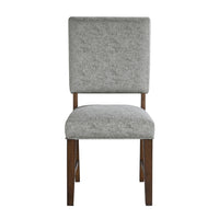 Bloi Dining Side Chair Set of 2, Gray Textured Polyester, Brown Legs  - BM347098