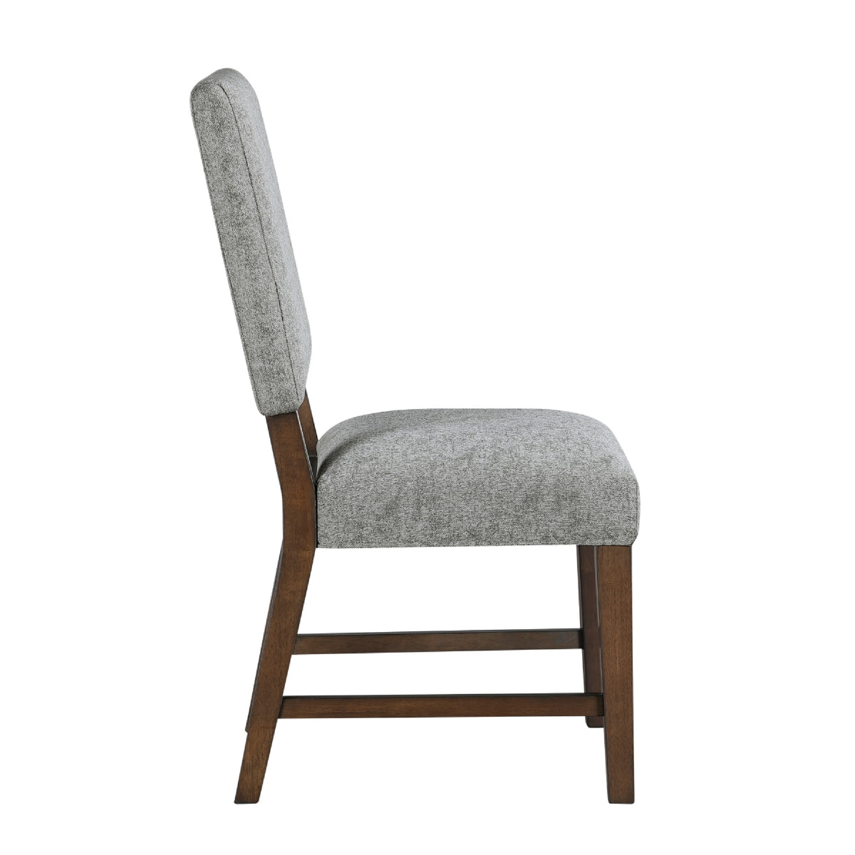Bloi Dining Side Chair Set of 2, Gray Textured Polyester, Brown Legs  - BM347098