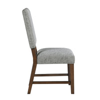 Bloi Dining Side Chair Set of 2, Gray Textured Polyester, Brown Legs  - BM347098