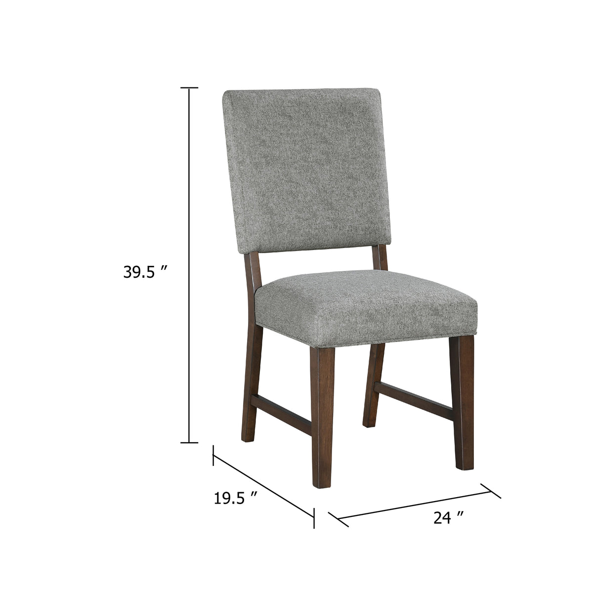 Bloi Dining Side Chair Set of 2, Gray Textured Polyester, Brown Legs  - BM347098