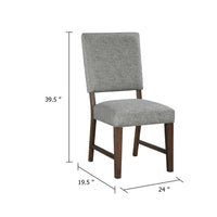 Bloi Dining Side Chair Set of 2, Gray Textured Polyester, Brown Legs  - BM347098
