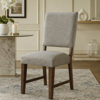 Bloi Dining Side Chair Set of 2, Gray Textured Polyester, Brown Legs  - BM347098