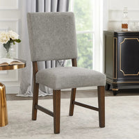Bloi Dining Side Chair Set of 2, Gray Textured Polyester, Brown Legs  - BM347098