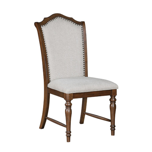 Feva Dining Side Chair Set of 2, Gray Polyester, High Back, Nailhead Trim  - BM347100