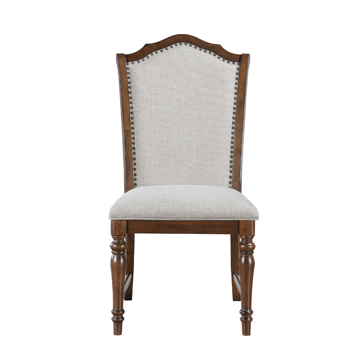 Feva Dining Side Chair Set of 2, Gray Polyester, High Back, Nailhead Trim  - BM347100
