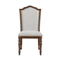 Feva Dining Side Chair Set of 2, Gray Polyester, High Back, Nailhead Trim  - BM347100
