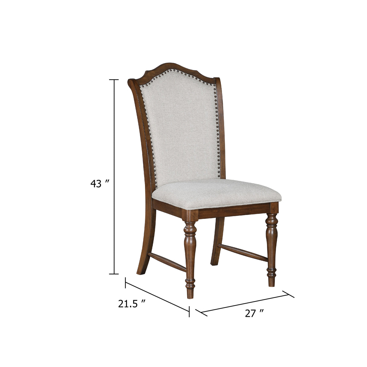 Feva Dining Side Chair Set of 2, Gray Polyester, High Back, Nailhead Trim  - BM347100