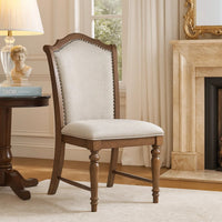 Feva Dining Side Chair Set of 2, Gray Polyester, High Back, Nailhead Trim  - BM347100