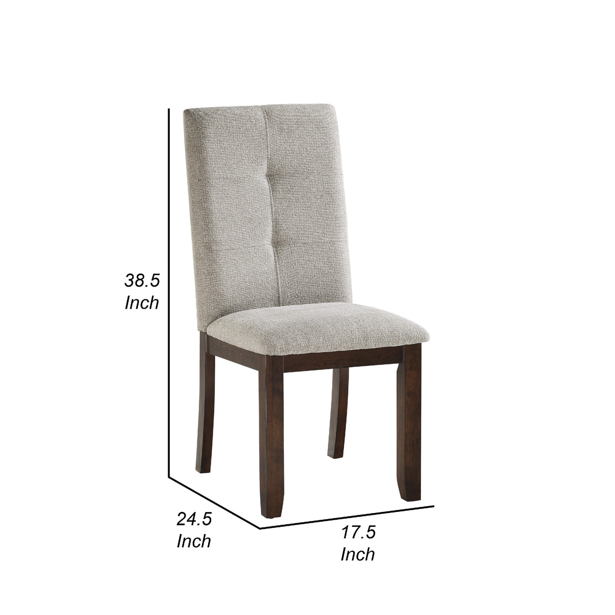 Sifa Dining Side Chair Set of 2, Moonstone Gray Polyester, Tufted Stitch  - BM347102