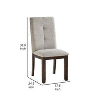 Sifa Dining Side Chair Set of 2, Moonstone Gray Polyester, Tufted Stitch  - BM347102