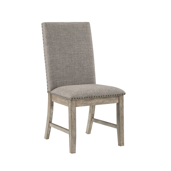 Ruth Dining Chair Set of 2, Gray Polyester Padding, Nailhead Trim  - BM347103