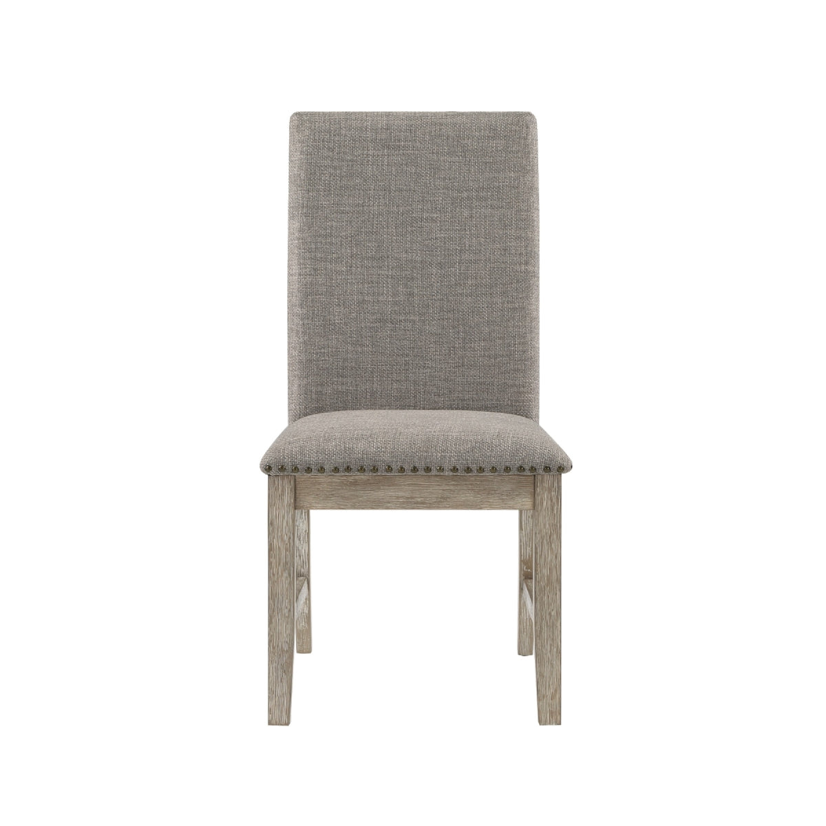 Ruth Dining Chair Set of 2, Gray Polyester Padding, Nailhead Trim  - BM347103