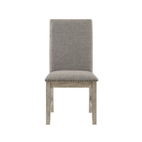 Ruth Dining Chair Set of 2, Gray Polyester Padding, Nailhead Trim  - BM347103