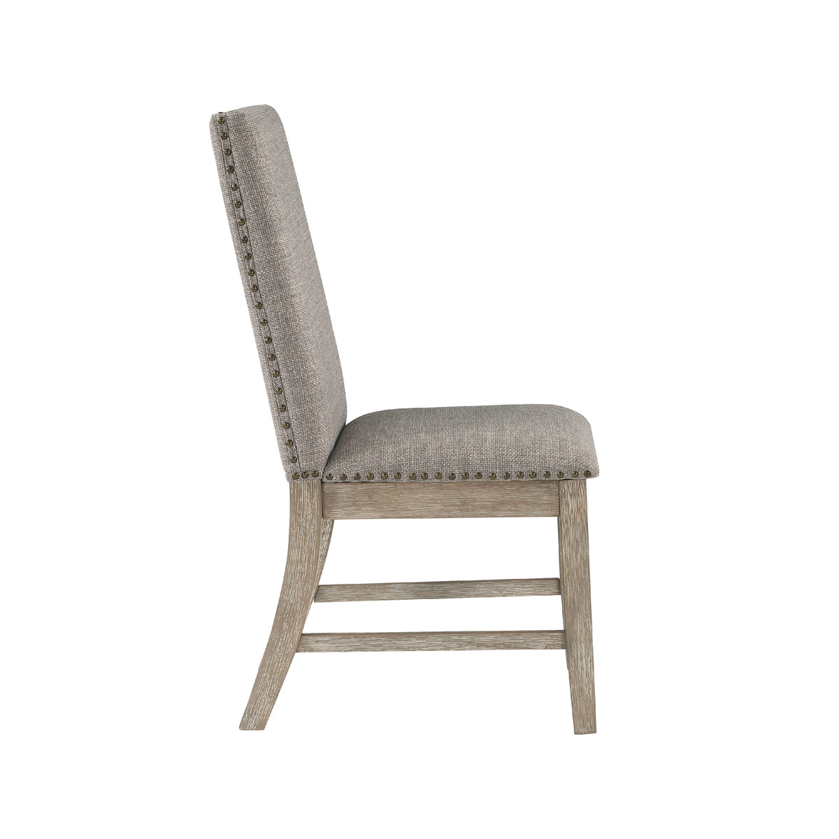 Ruth Dining Chair Set of 2, Gray Polyester Padding, Nailhead Trim  - BM347103