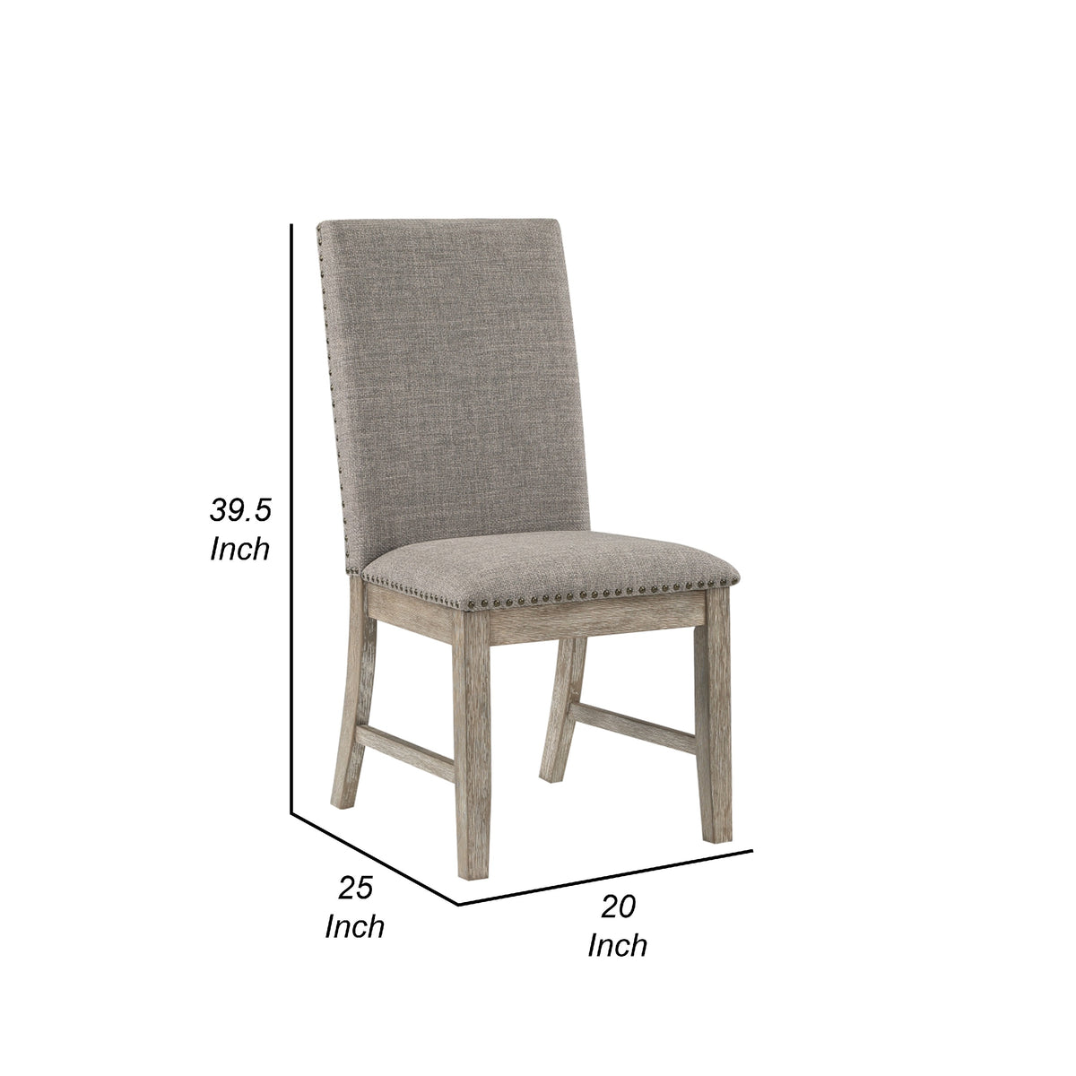 Ruth Dining Chair Set of 2, Gray Polyester Padding, Nailhead Trim  - BM347103