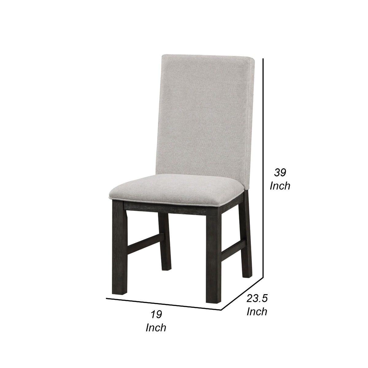 Lory Dining Side Chair Set of 2, Gray Textured Polyester, High Back  - BM347104