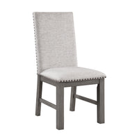 Hoso Dining Side Chair Set of 2, Beige, Wood Frame, Nailhead Trim  - BM347105