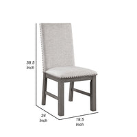 Hoso Dining Side Chair Set of 2, Beige, Wood Frame, Nailhead Trim  - BM347105