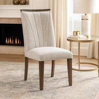 Olia Dining Side Chair Set of 2, Gray Polyester, Straight Wood Legs  - BM347106
