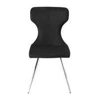 Dew Dining Side Chair Set of 2, Contoured Black Velvet, Chrome Legs  - BM347107