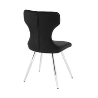 Dew Dining Side Chair Set of 2, Contoured Black Velvet, Chrome Legs  - BM347107