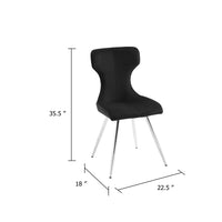 Dew Dining Side Chair Set of 2, Contoured Black Velvet, Chrome Legs  - BM347107