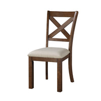 Alex Dining Side Chair Set of 2, Beige Polyester Seat, Wood Cross Back  - BM347108