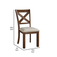 Alex Dining Side Chair Set of 2, Beige Polyester Seat, Wood Cross Back  - BM347108