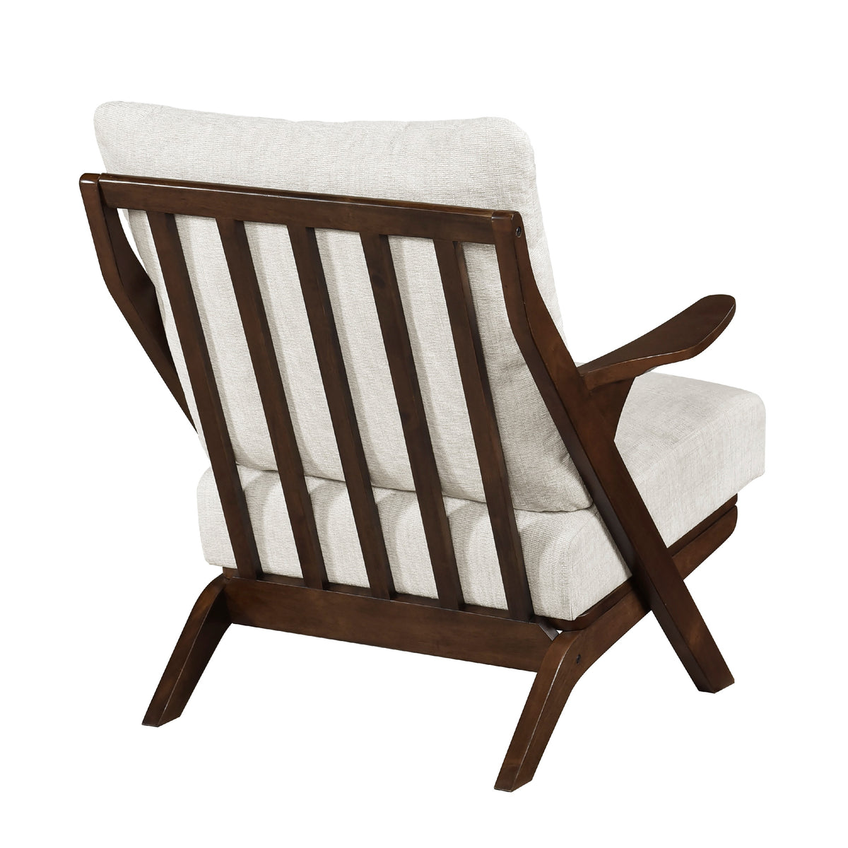 Lexi Accent Chair, Pascal Brown Slat Back, Foam Cushions, Beige Chenille  - BM347109