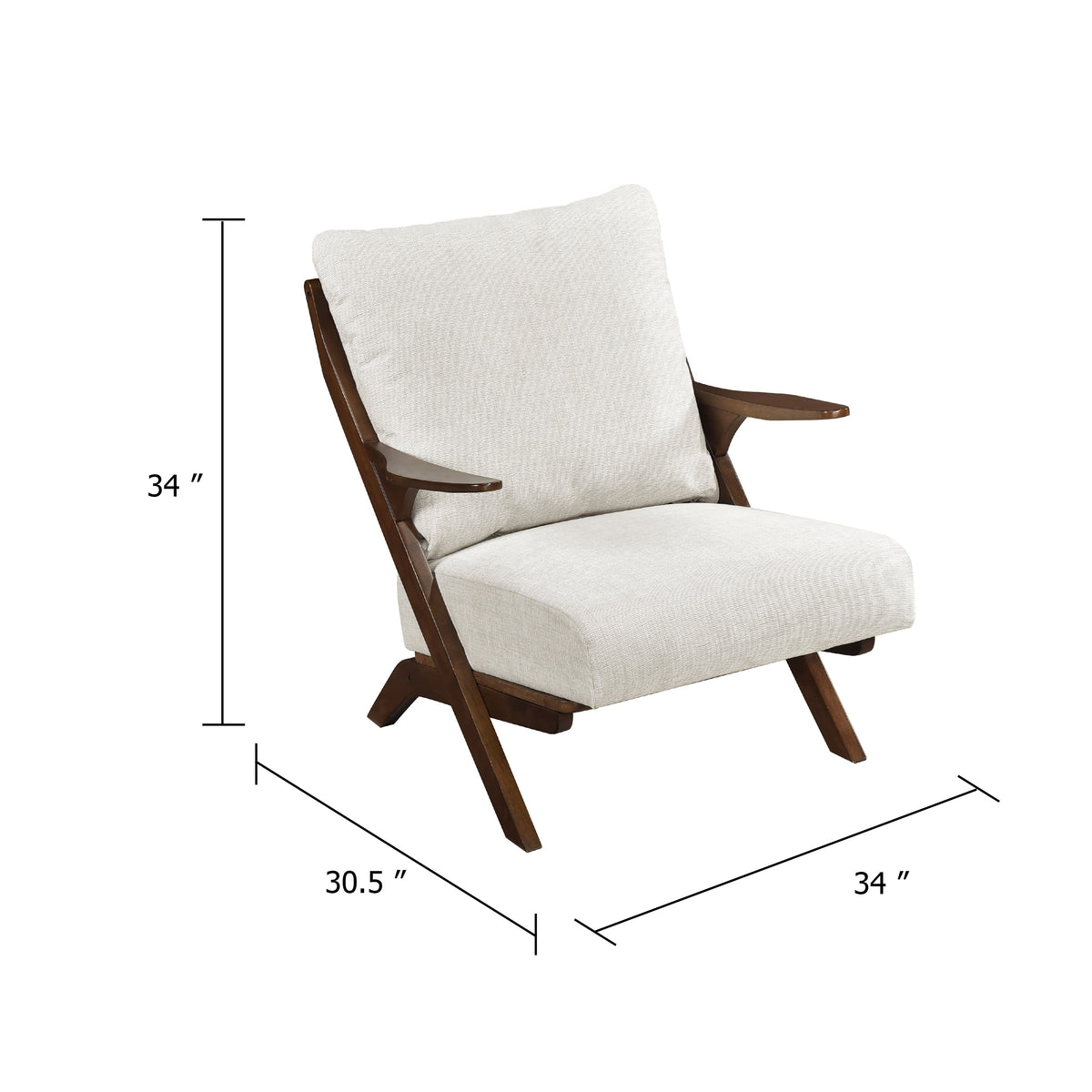 Lexi Accent Chair, Pascal Brown Slat Back, Foam Cushions, Beige Chenille  - BM347109