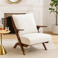 Lexi Accent Chair, Pascal Brown Slat Back, Foam Cushions, Beige Chenille  - BM347109